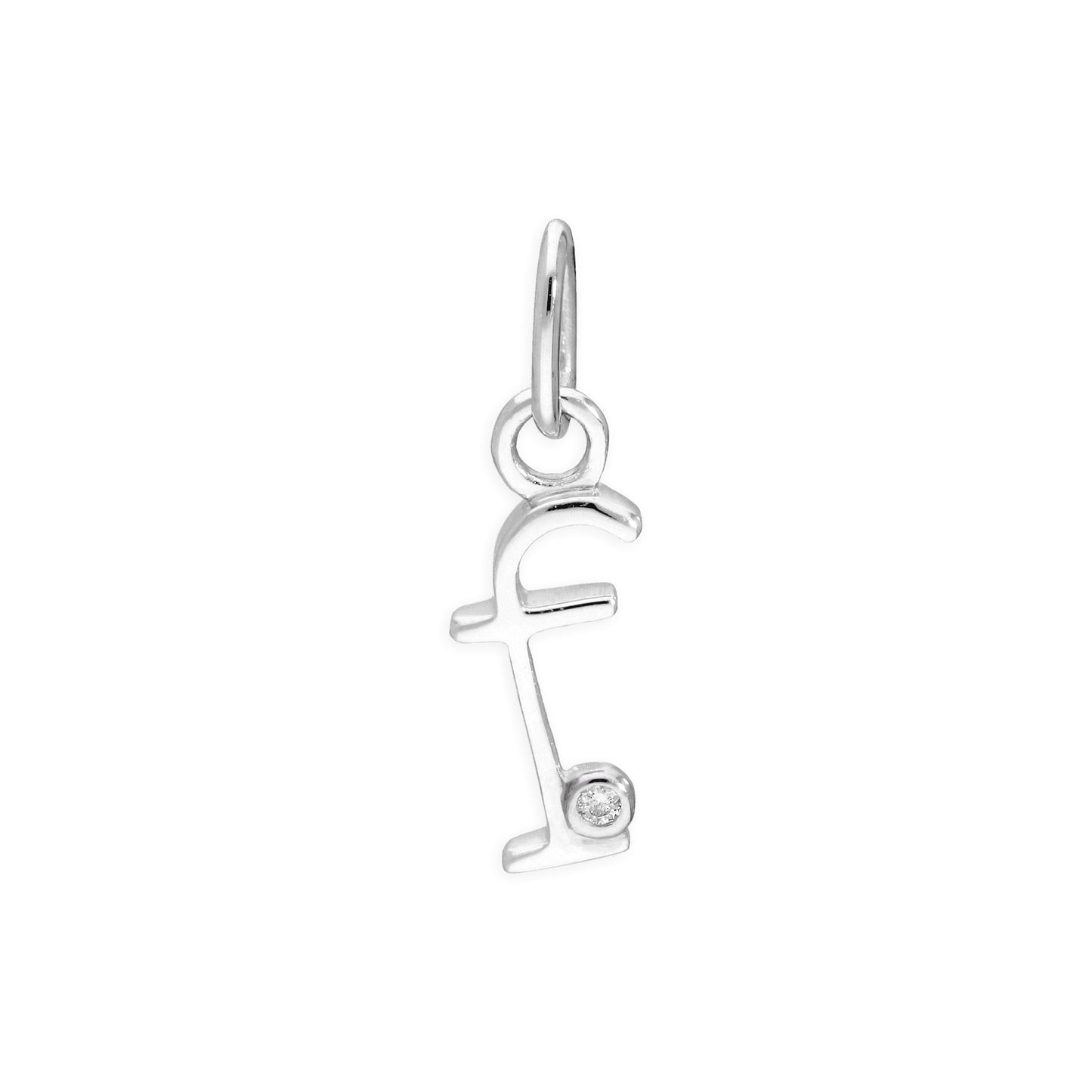 Pendentif en argent sterling avec lettres de l'alphabet A à Z et diamants de 0,4 pt