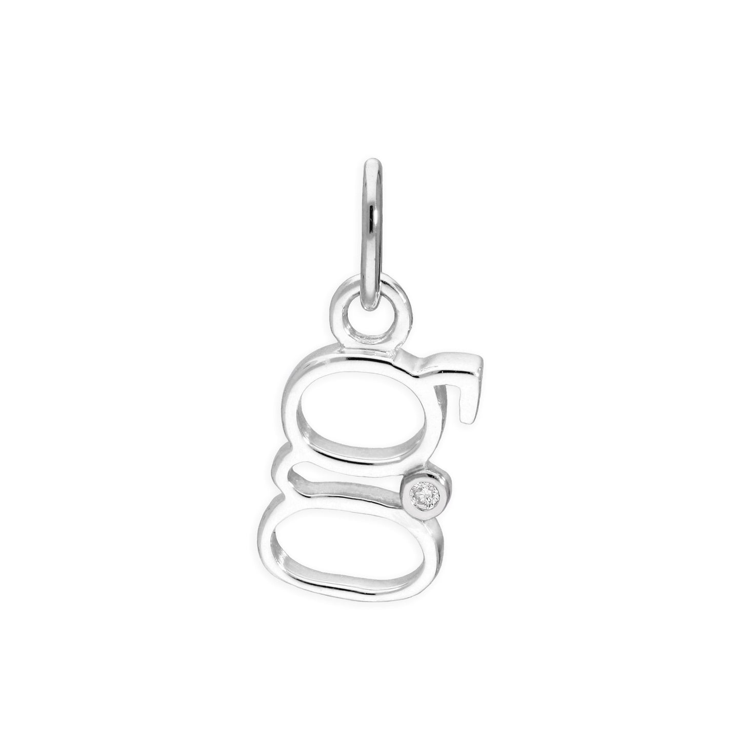 Pendentif en argent sterling avec lettres de l'alphabet A à Z et diamants de 0,4 pt
