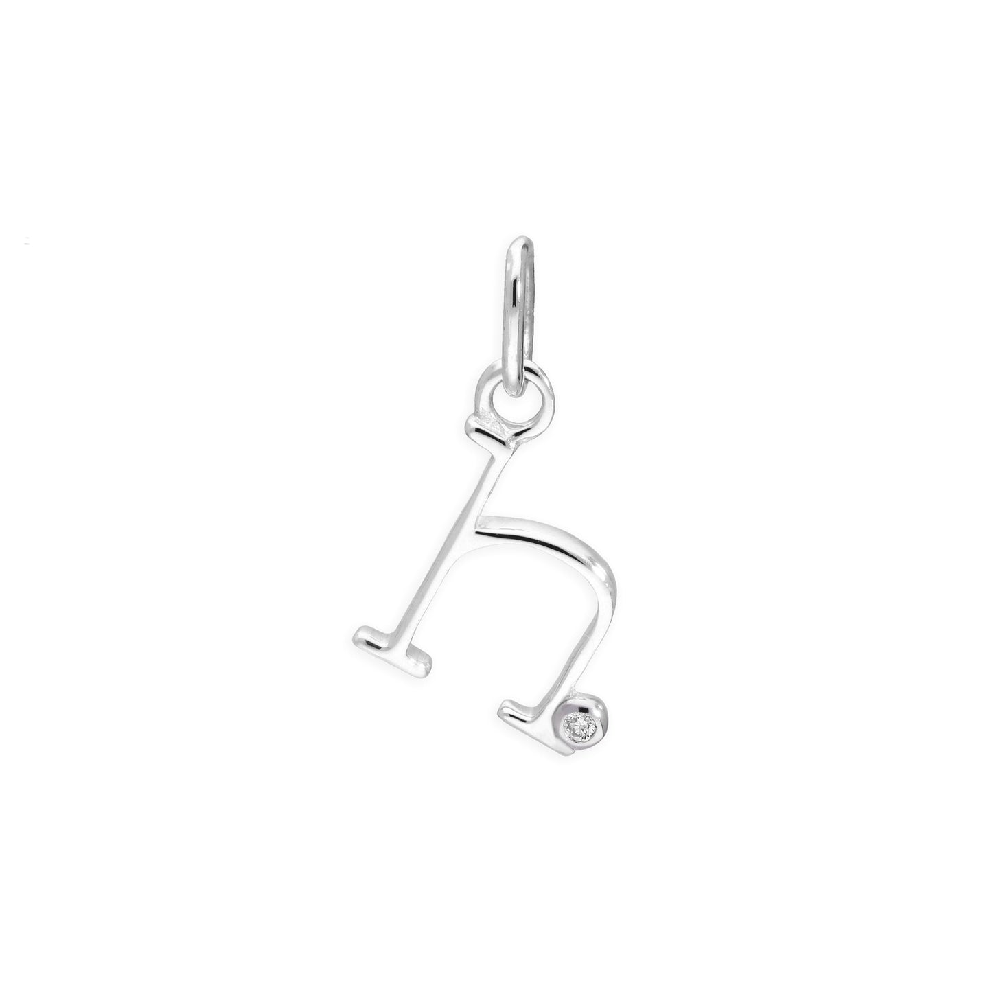 Pendentif en argent sterling avec lettres de l'alphabet A à Z et diamants de 0,4 pt