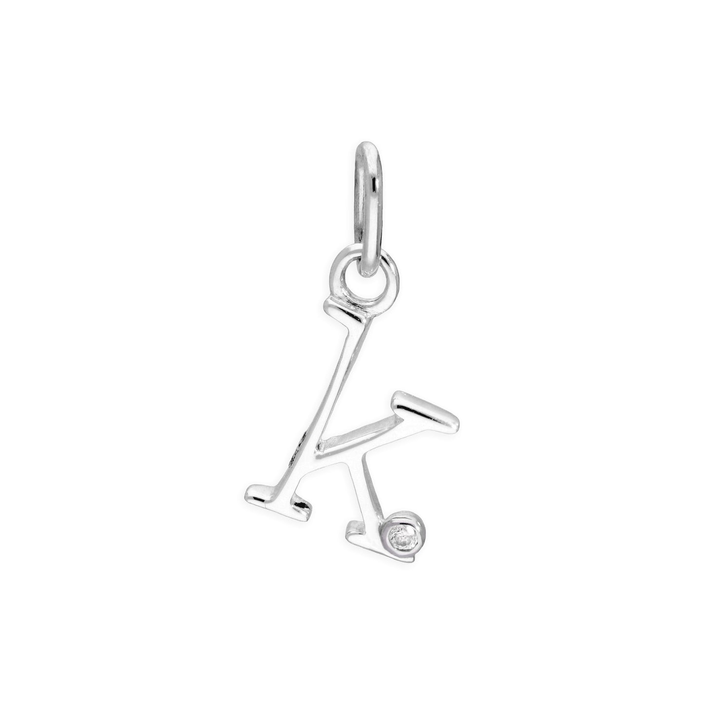 Pendentif en argent sterling avec lettres de l'alphabet A à Z et diamants de 0,4 pt