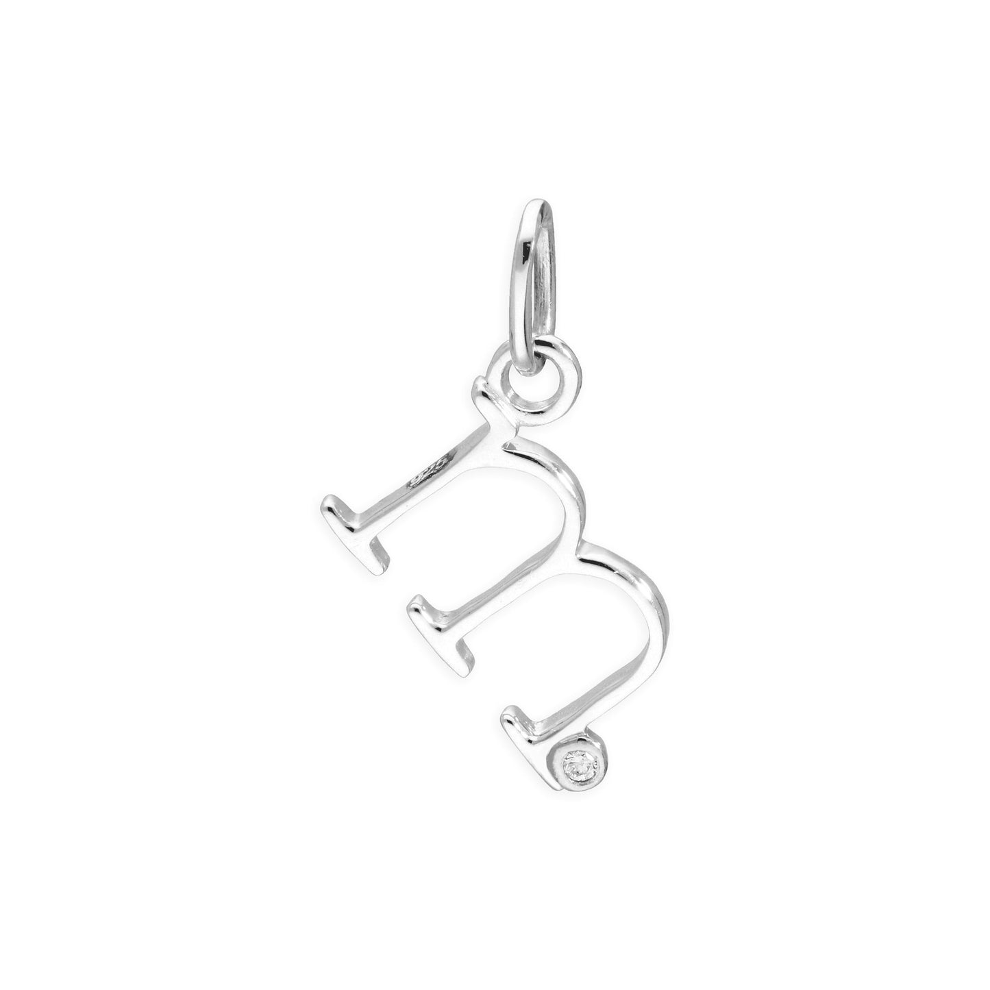 Pendentif en argent sterling avec lettres de l'alphabet A à Z et diamants de 0,4 pt
