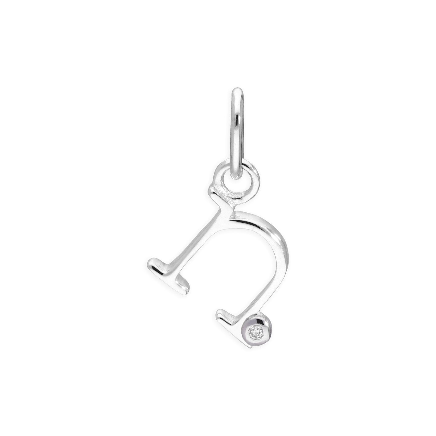 Pendentif en argent sterling avec lettres de l'alphabet A à Z et diamants de 0,4 pt