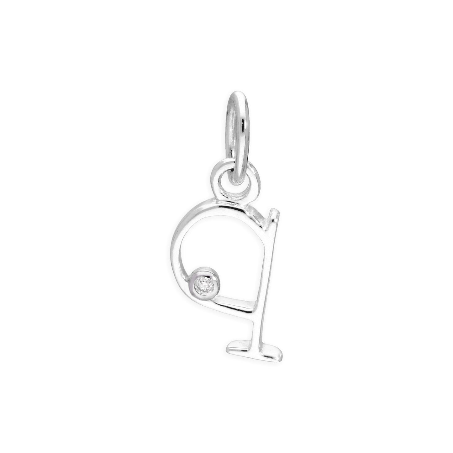 Pendentif en argent sterling avec lettres de l'alphabet A à Z et diamants de 0,4 pt