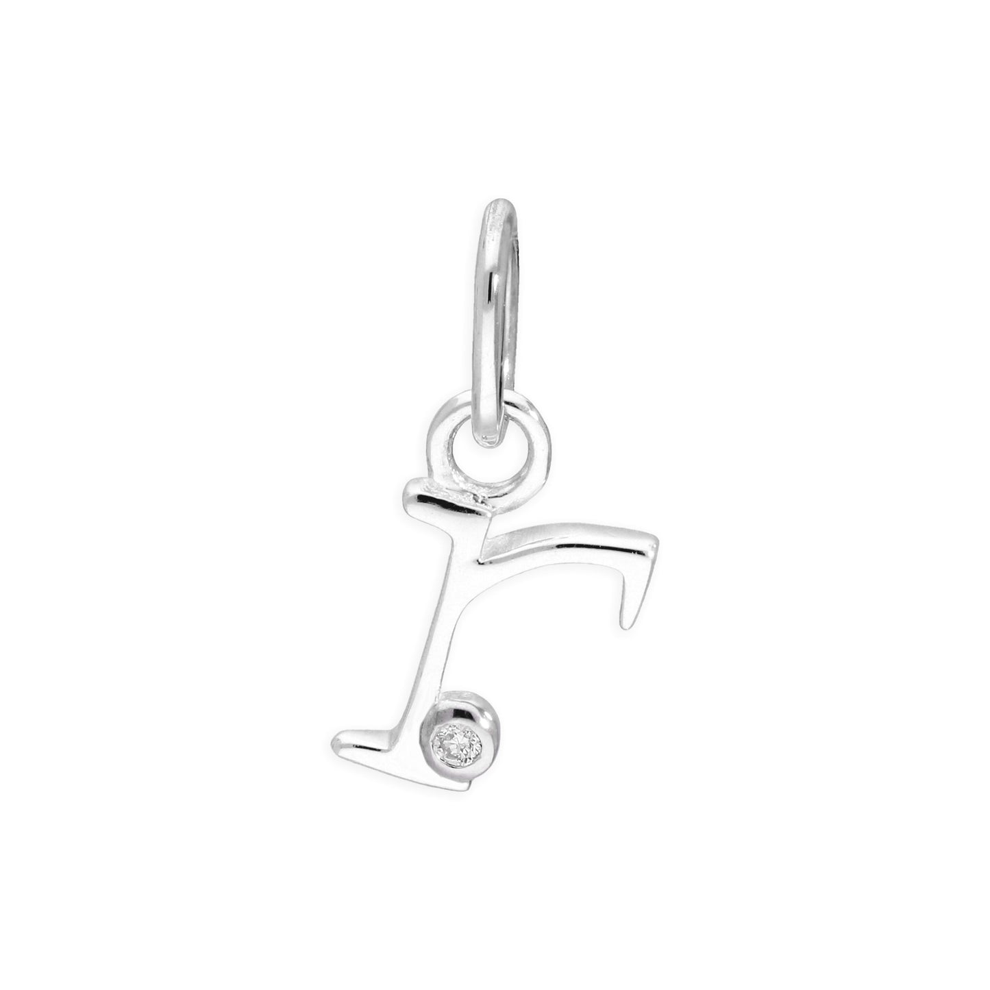 Pendentif en argent sterling avec lettres de l'alphabet A à Z et diamants de 0,4 pt