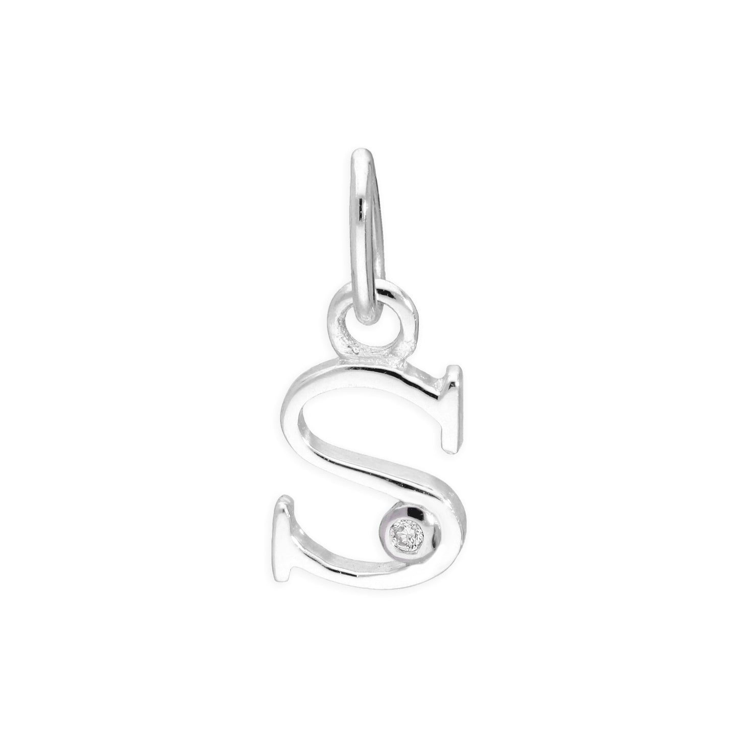 Pendentif en argent sterling avec lettres de l'alphabet A à Z et diamants de 0,4 pt