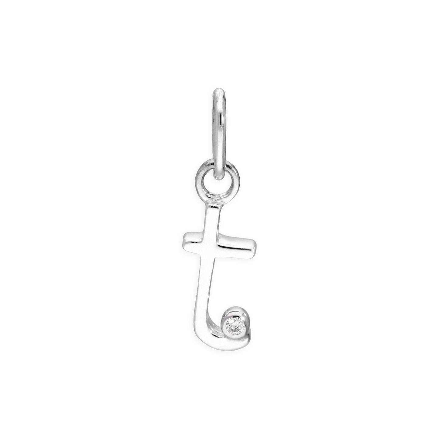 Pendentif en argent sterling avec lettres de l'alphabet A à Z et diamants de 0,4 pt