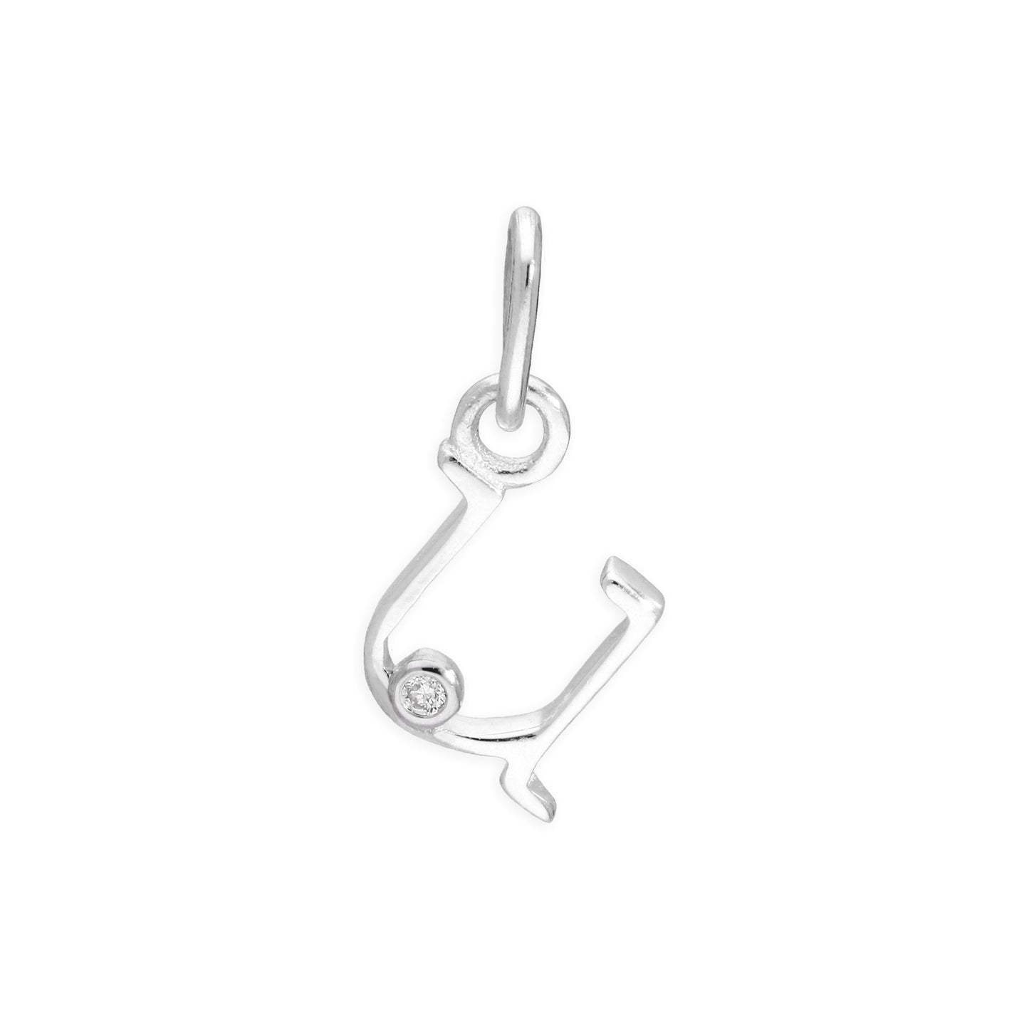 Pendentif en argent sterling avec lettres de l'alphabet A à Z et diamants de 0,4 pt