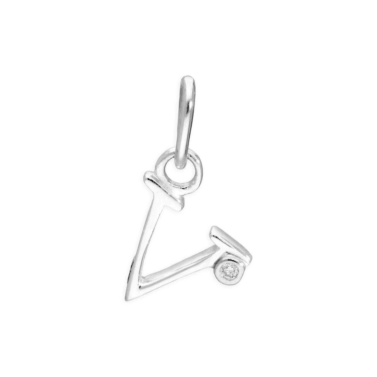 Pendentif en argent sterling avec lettres de l'alphabet A à Z et diamants de 0,4 pt