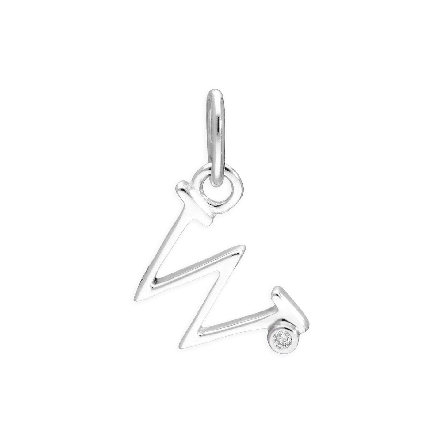 Pendentif en argent sterling avec lettres de l'alphabet A à Z et diamants de 0,4 pt