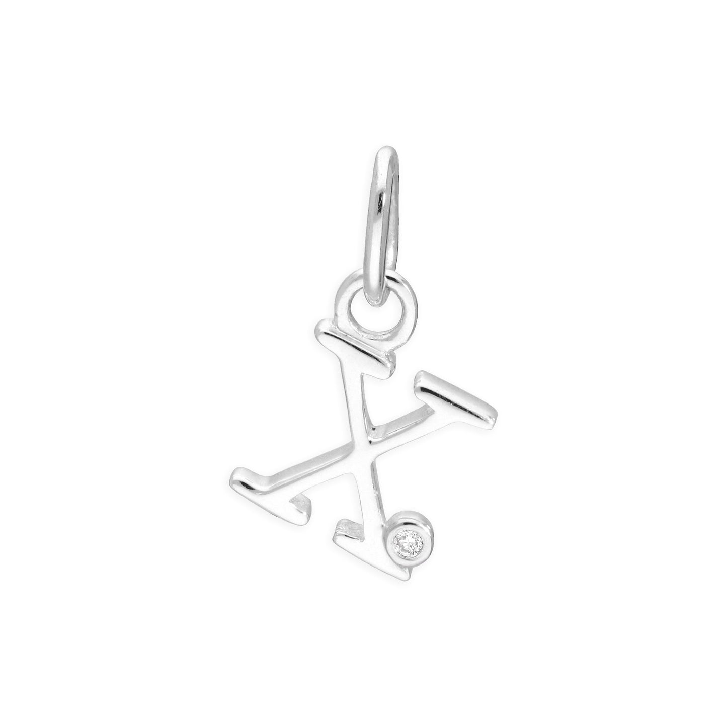 Pendentif en argent sterling avec lettres de l'alphabet A à Z et diamants de 0,4 pt