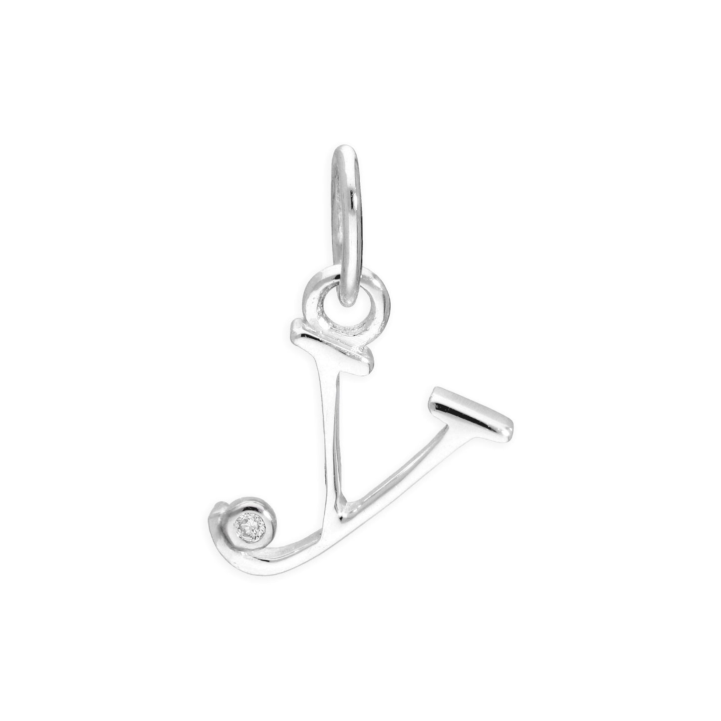 Pendentif en argent sterling avec lettres de l'alphabet A à Z et diamants de 0,4 pt