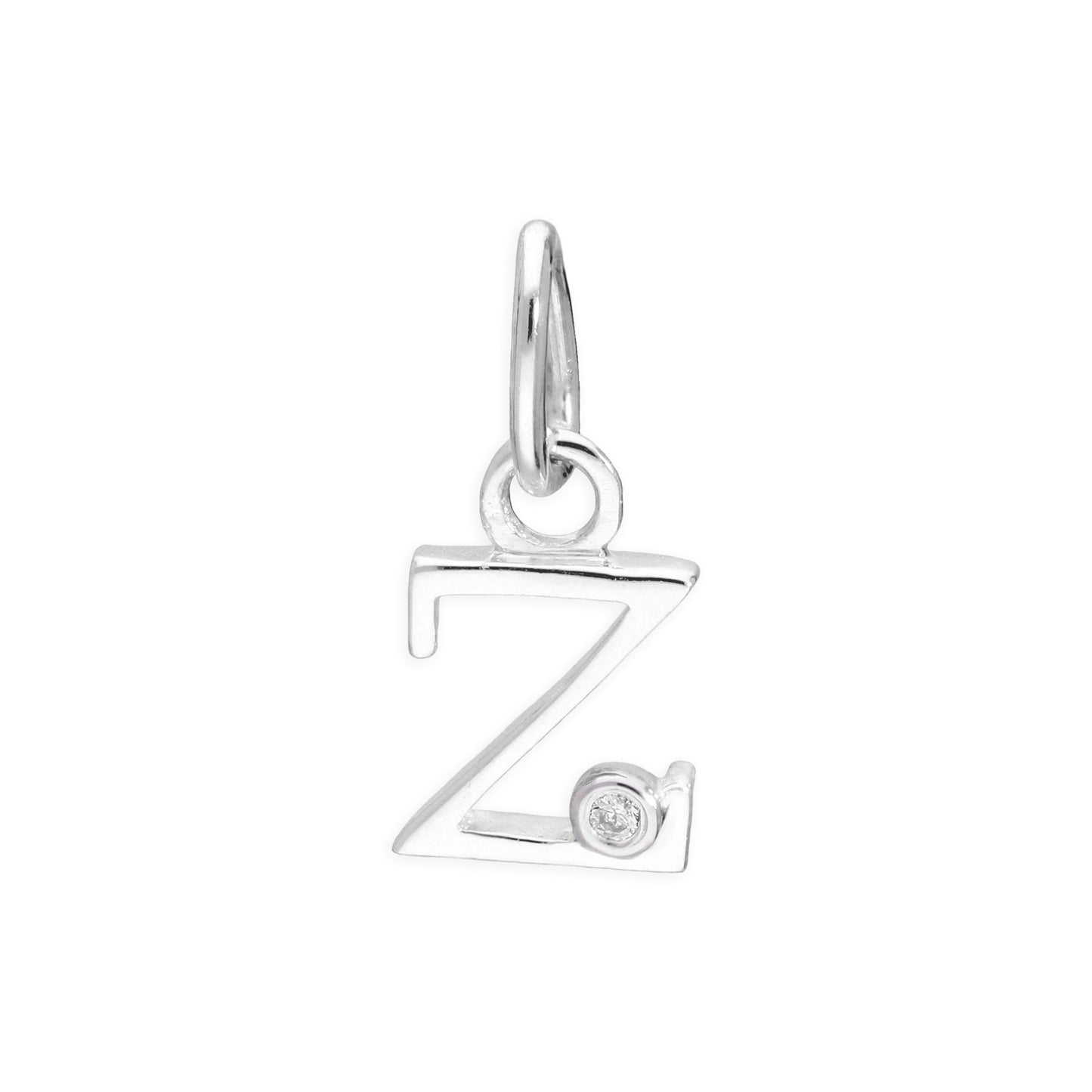 Pendentif en argent sterling avec lettres de l'alphabet A à Z et diamants de 0,4 pt