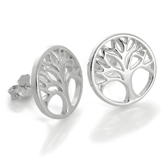 Boucles d'oreilles à tige en argent sterling Arbre de vie