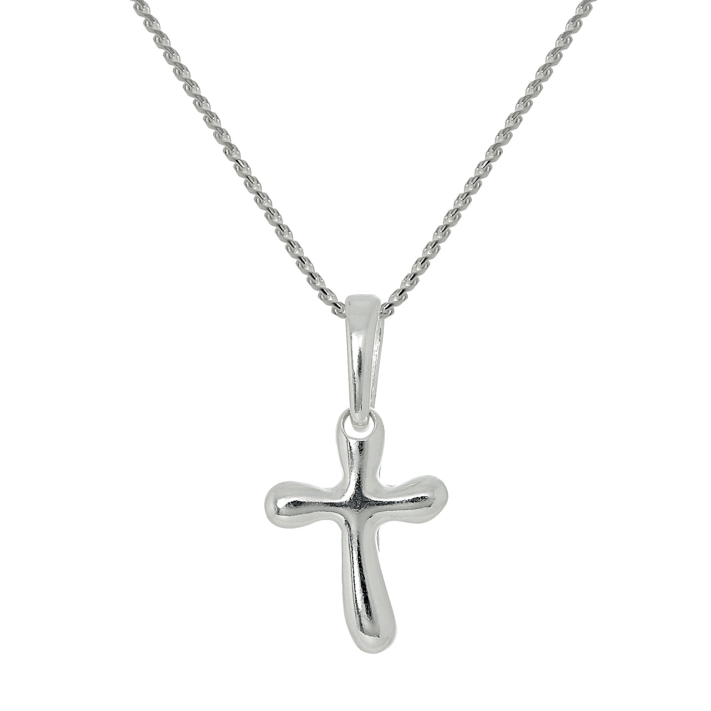 Collier avec pendentif croix arrondie en argent sterling de 40 à 55 cm