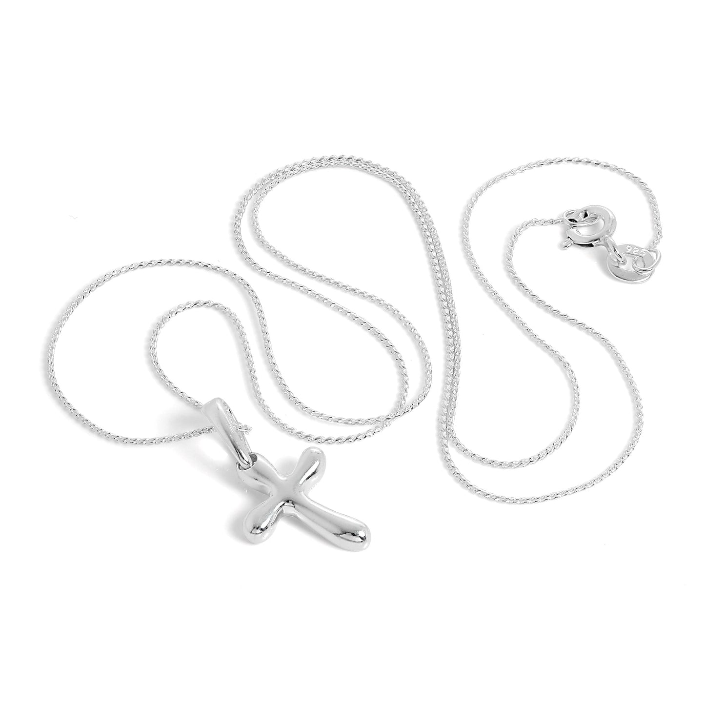 Collier avec pendentif croix arrondie en argent sterling de 40 à 55 cm