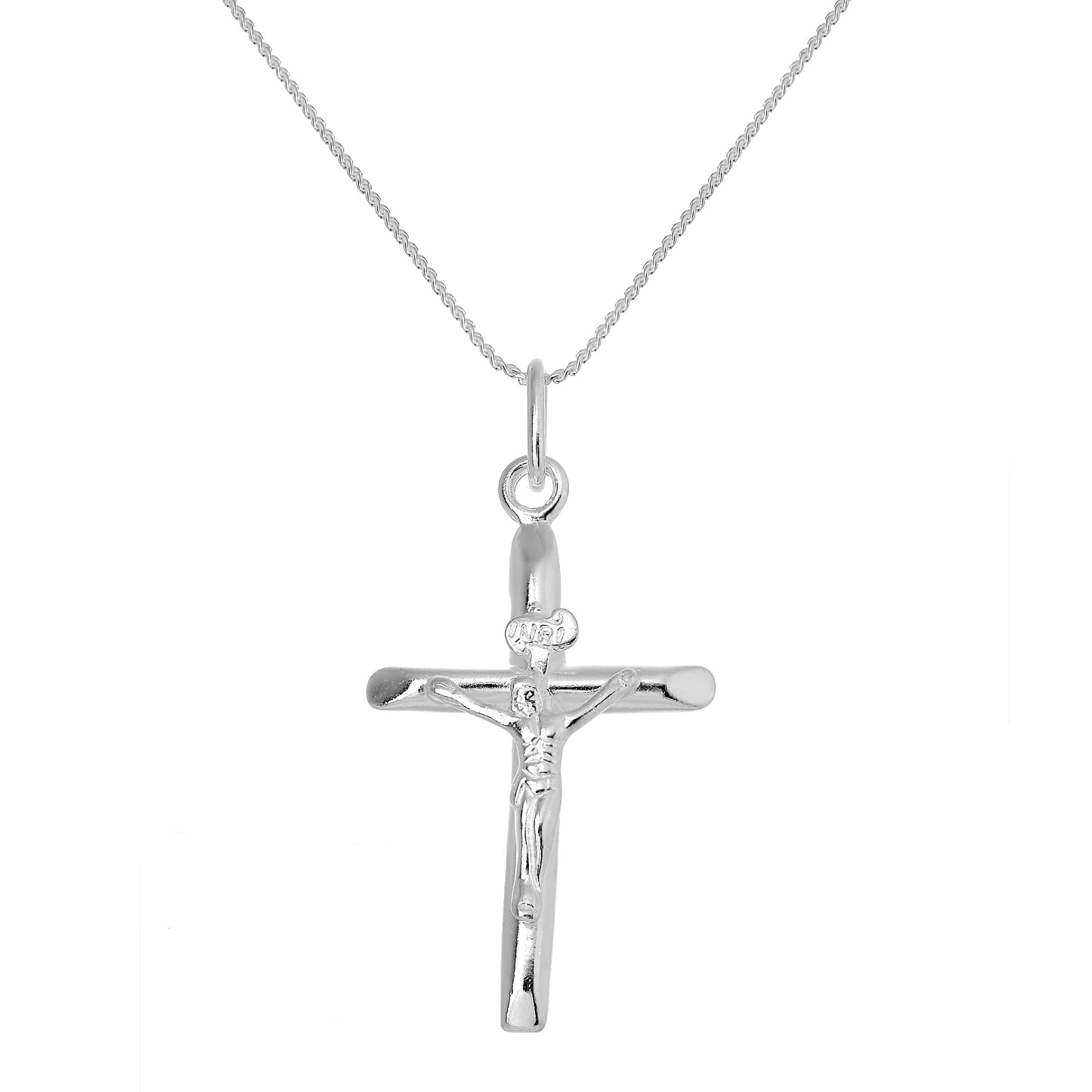 Grand collier avec pendentif en forme de croix crucifix en argent sterling de 40 à 55 cm