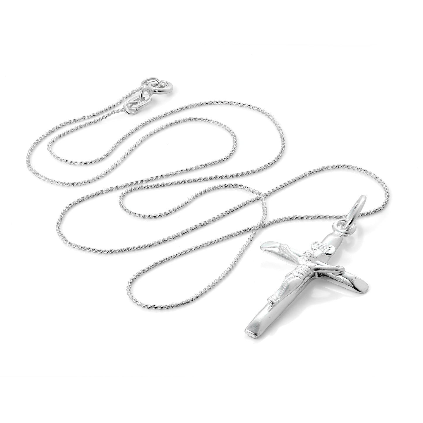 Grand collier avec pendentif en forme de croix crucifix en argent sterling de 40 à 55 cm
