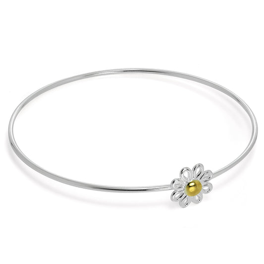 Bracelet jonc marguerite en argent sterling