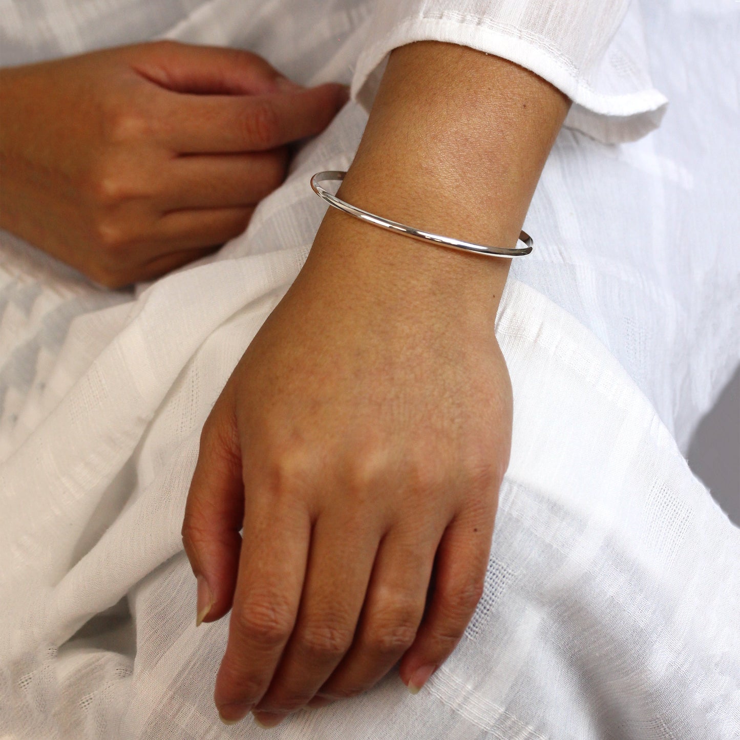 Bracelet simple en argent sterling uni de 3 mm