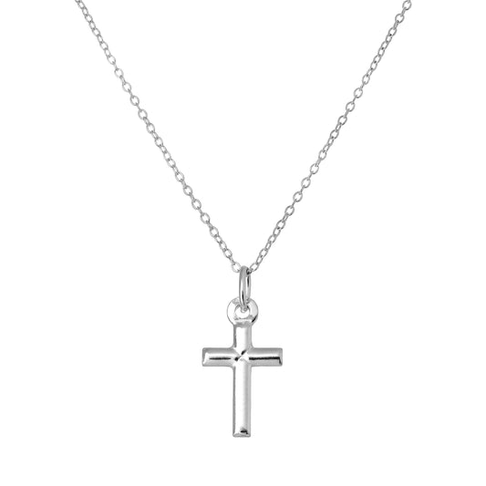 Pendentif croix simple en argent sterling sur chaîne de 45 cm