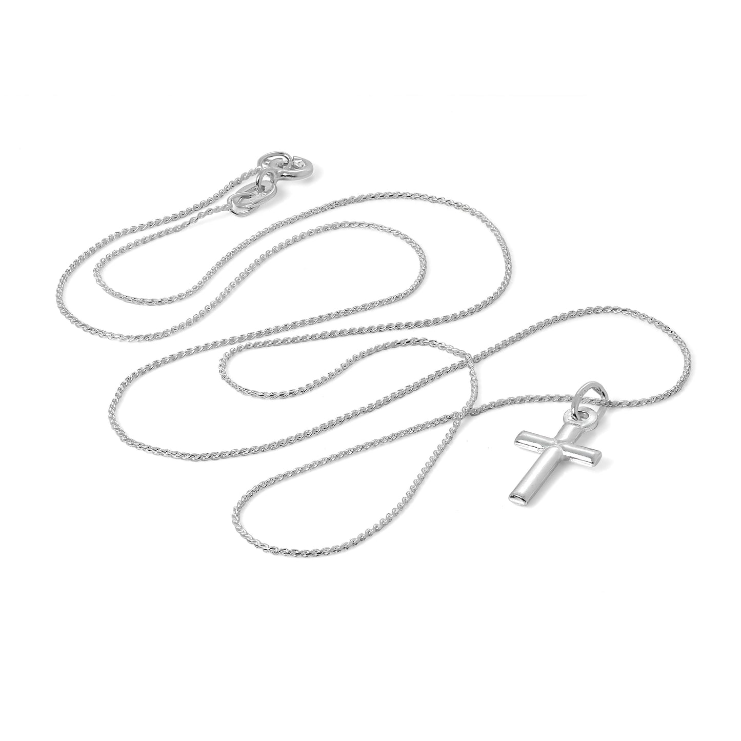 Petit collier avec pendentif croix en argent sterling uni de 40 à 55 cm