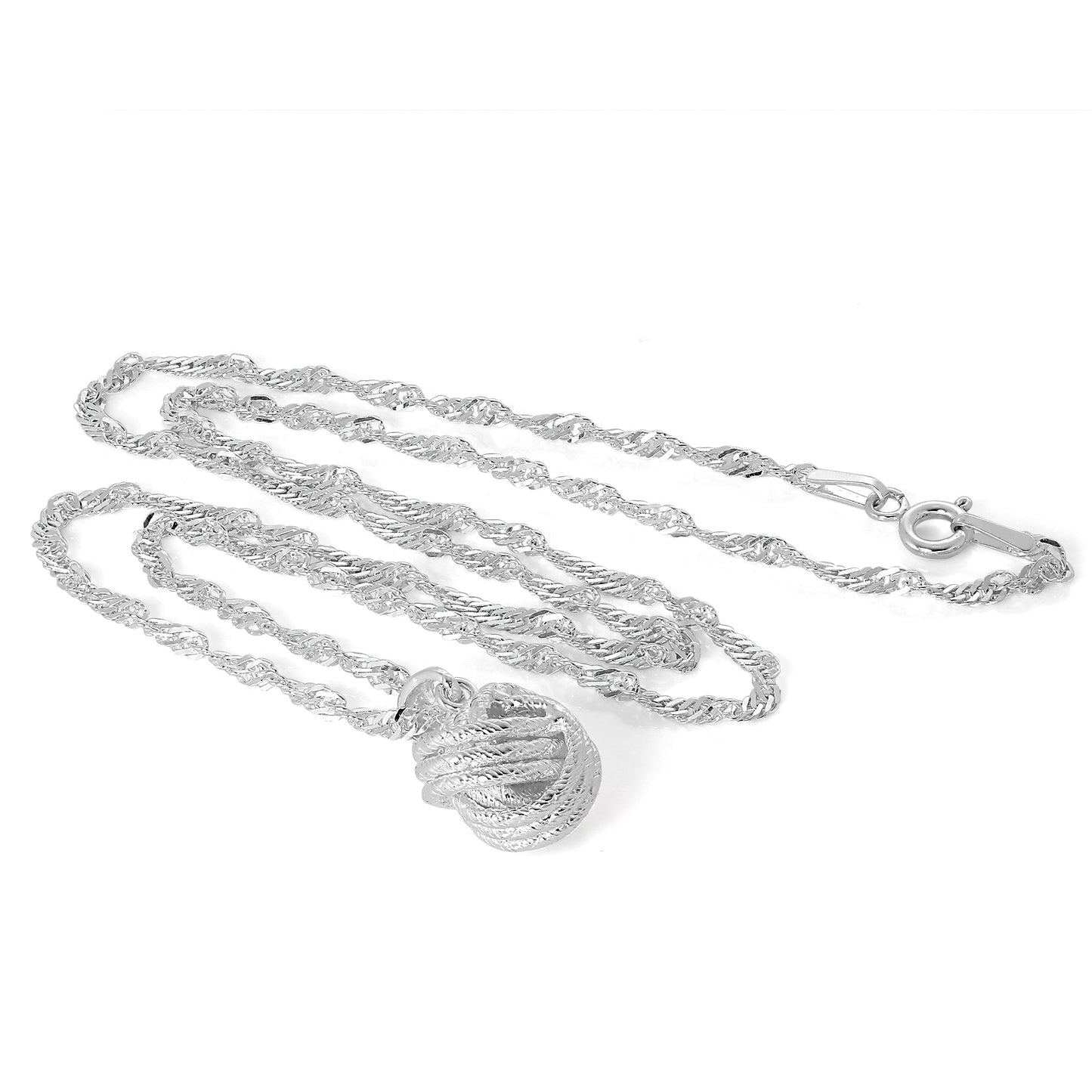 Collier nœud en argent sterling sur chaîne Singapour de 45 cm