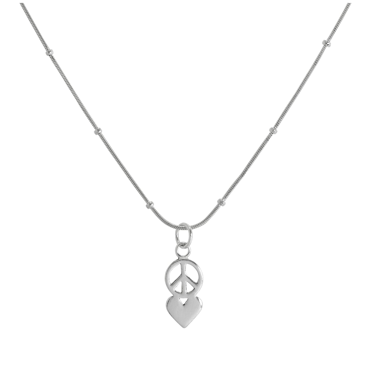 Collier avec pendentif symbole de paix et cœur en argent sterling, 40 à 61 cm