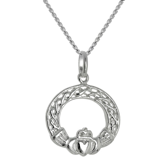 Grand collier pendentif Claddagh en argent sterling de 40 à 55 cm