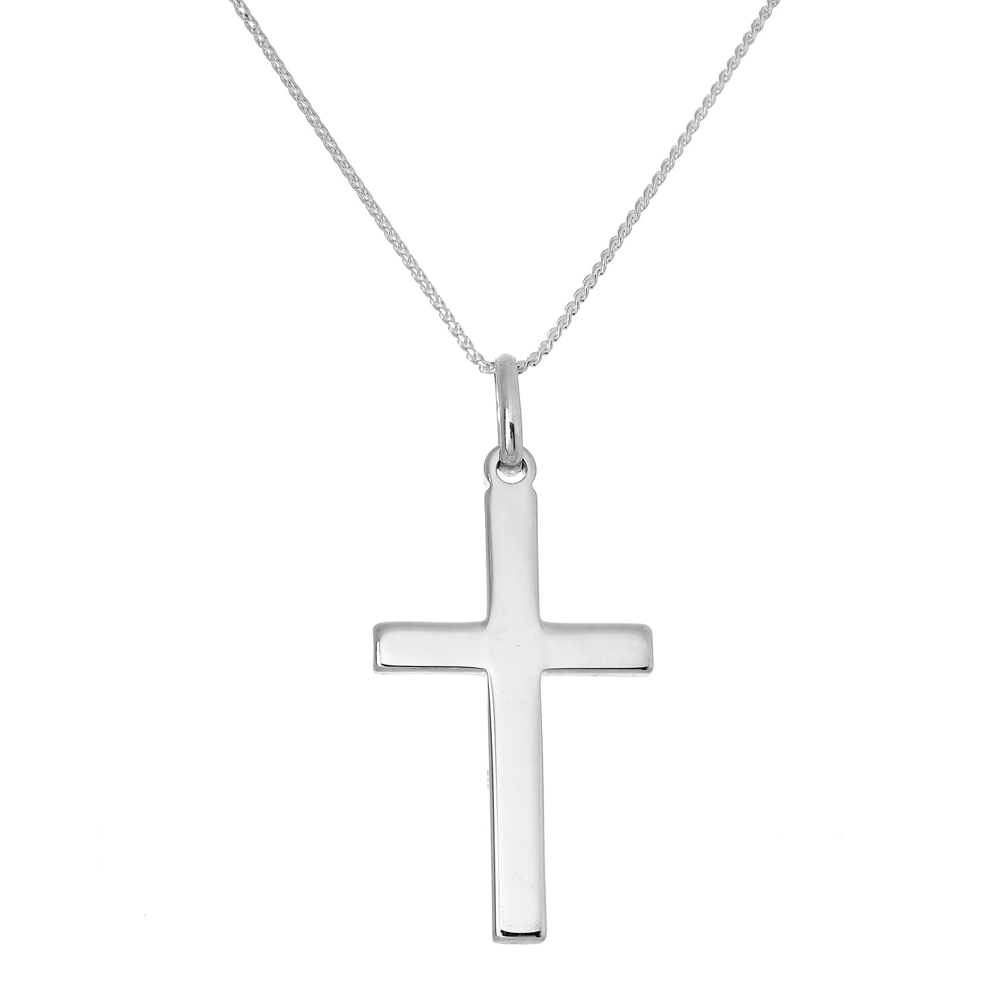 Grand collier avec pendentif croix en argent sterling uni de 40 à 55 cm