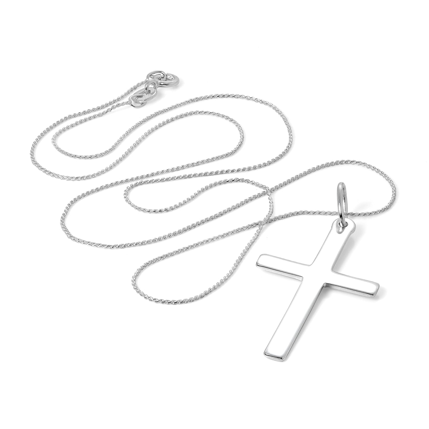 Grand collier avec pendentif croix en argent sterling de 40 à 55 cm