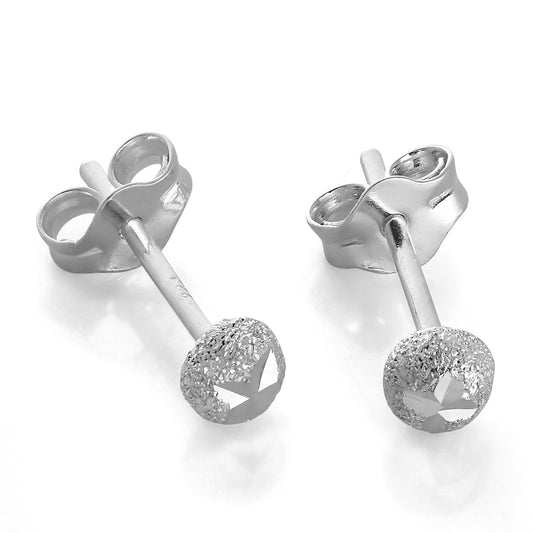 Boucles d'oreilles à tige en argent sterling avec diamant taillé et effet givré