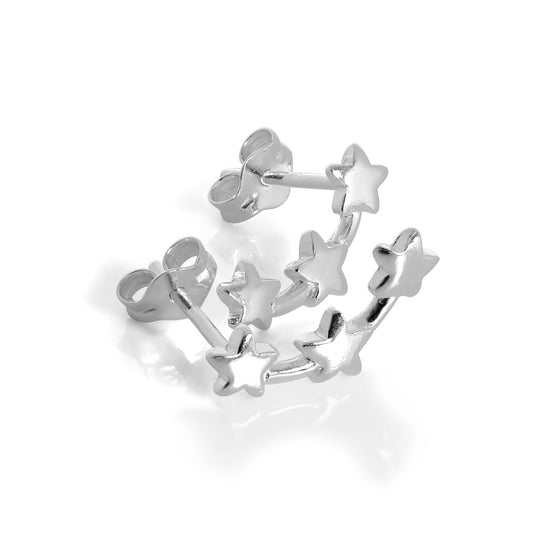 Petites boucles d'oreilles à tige en argent sterling avec étoiles filantes