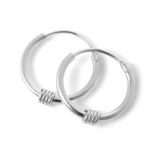 Boucles d'oreilles créoles dormeuses en argent sterling de 12 mm avec spirale métallique