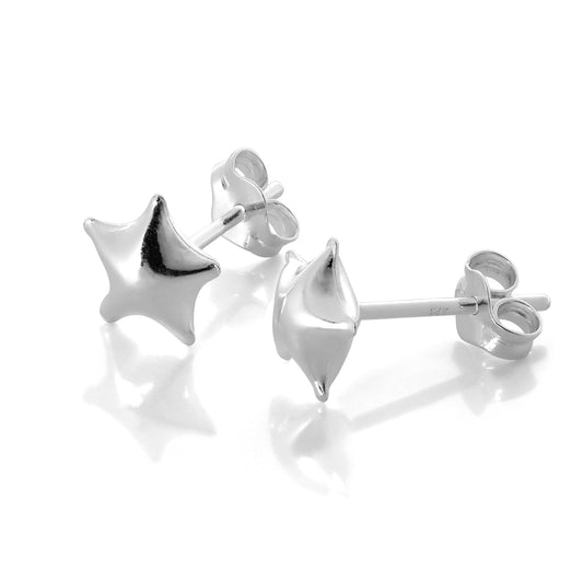 Boucles d'oreilles à tige en argent sterling avec étoile gonflée