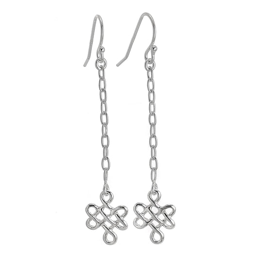 Boucles d'oreilles pendantes en argent sterling avec nœud en fil de fer