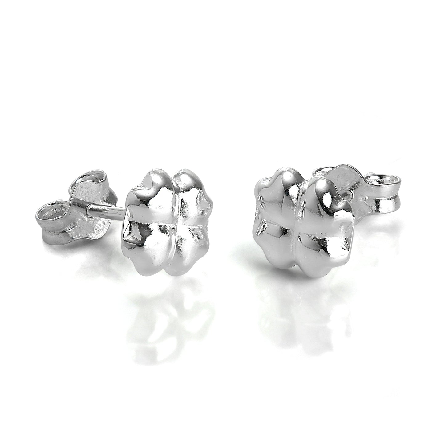 Boucles d'oreilles à tige en argent sterling avec trèfle à quatre feuilles