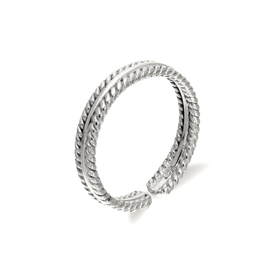 Bague d'orteil réglable en argent sterling à nervures