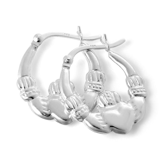 Boucles d'oreilles créoles Claddagh en argent sterling de 17 mm