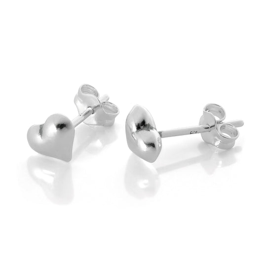 Boucles d'oreilles à tige en argent sterling en forme de cœur gonflé