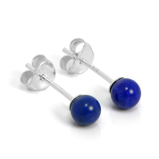 Boucles d'oreilles à tige en argent sterling et pierre lapis-lazuli de 4 mm