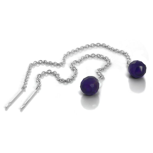 Boucles d'oreilles à enfiler en argent sterling et cristal CZ améthyste