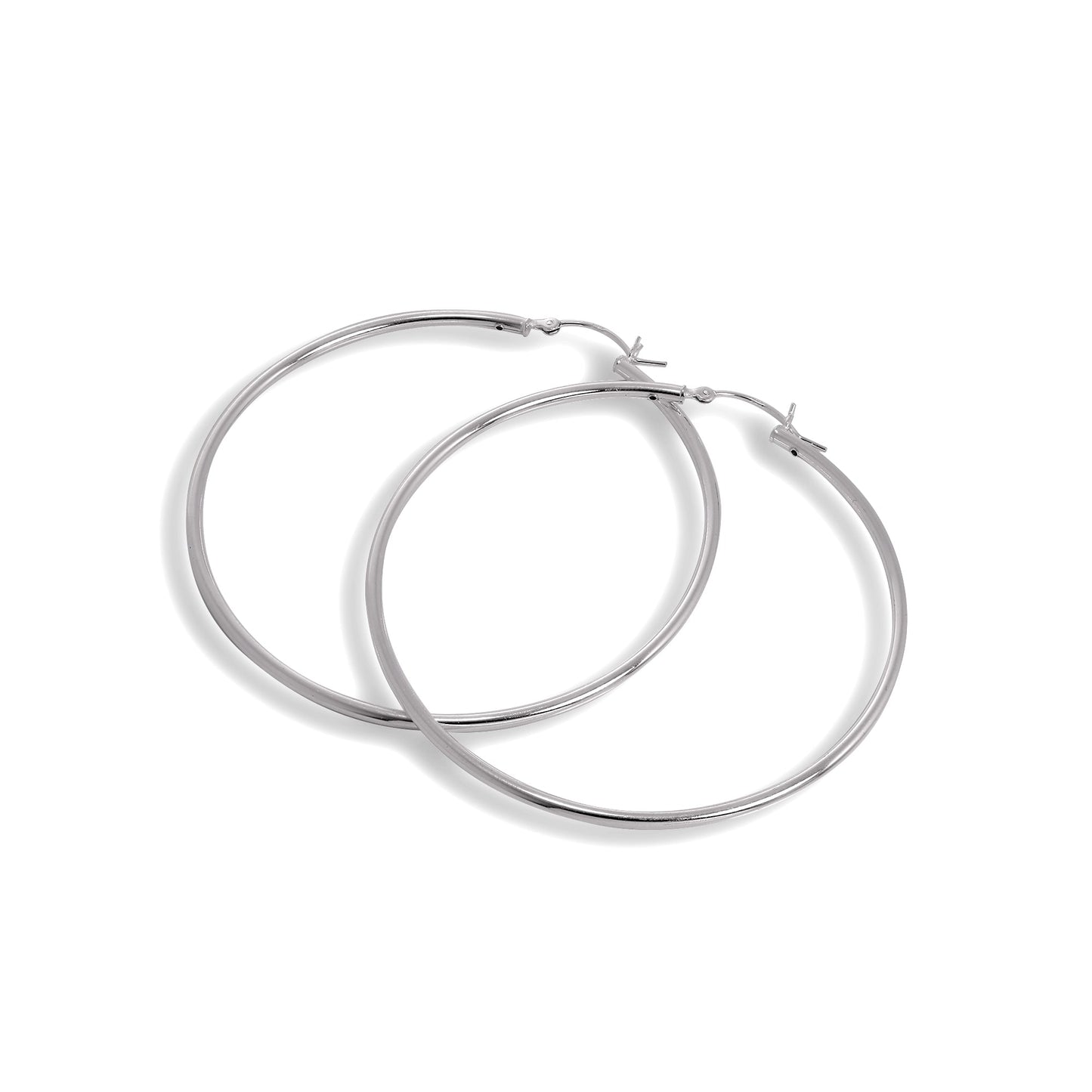 Boucles d'oreilles créoles en argent sterling de 2 mm, 12 mm - 80 mm
