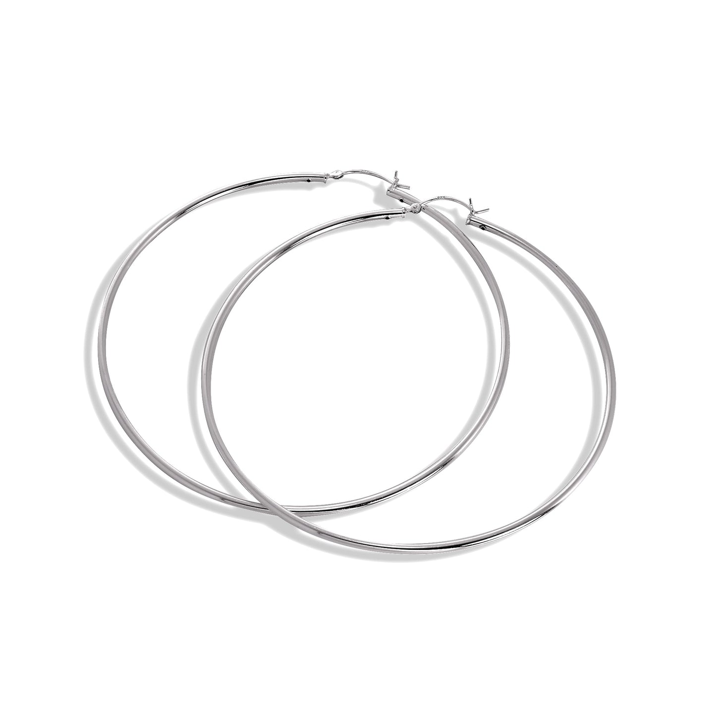 Boucles d'oreilles créoles en argent sterling de 2 mm, 12 mm - 80 mm