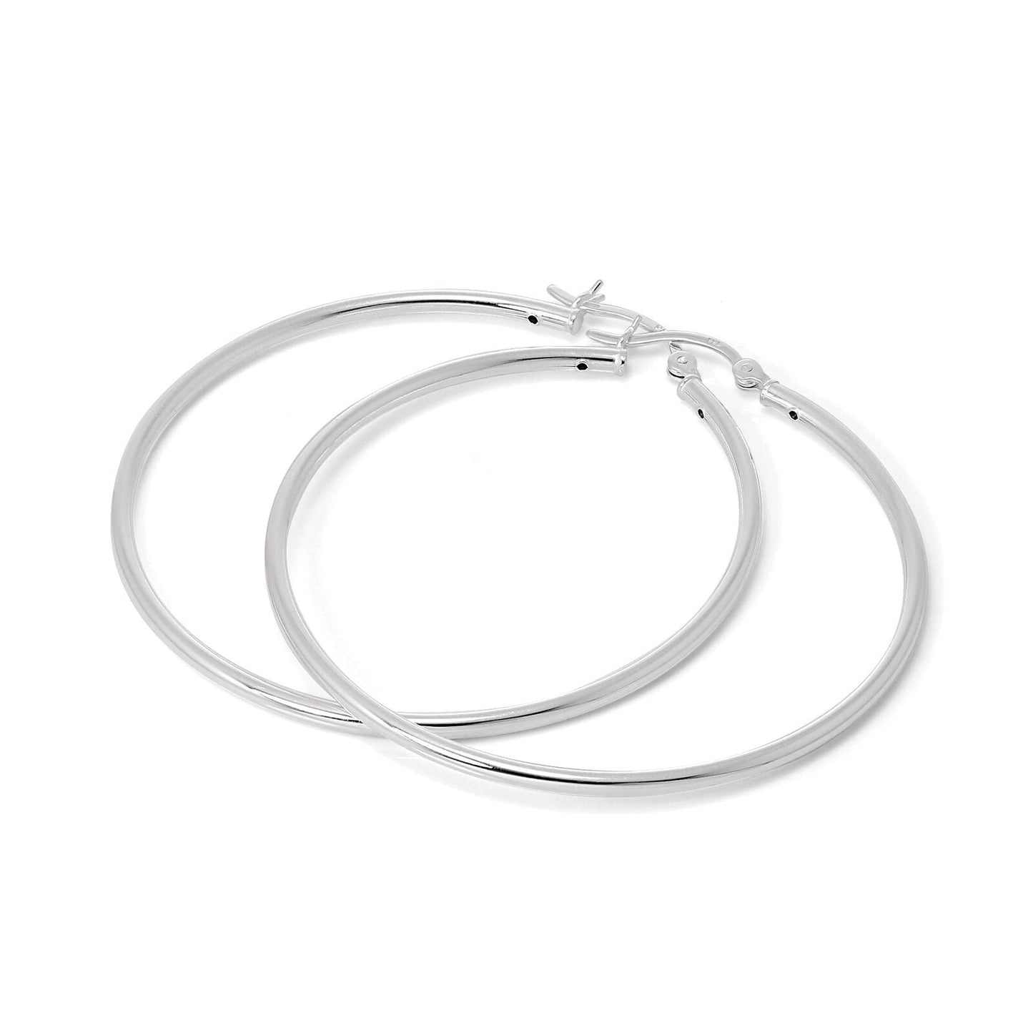 Boucles d'oreilles créoles en argent sterling de 2 mm (12 mm à 70 mm)