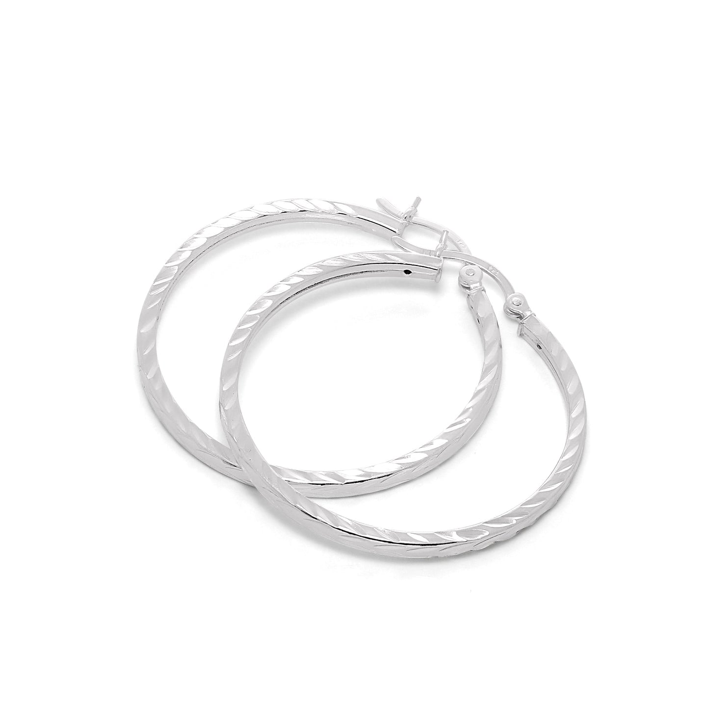 Boucles d'oreilles créoles carrées en argent sterling taille diamant de 2 mm (12 mm à 70 mm)