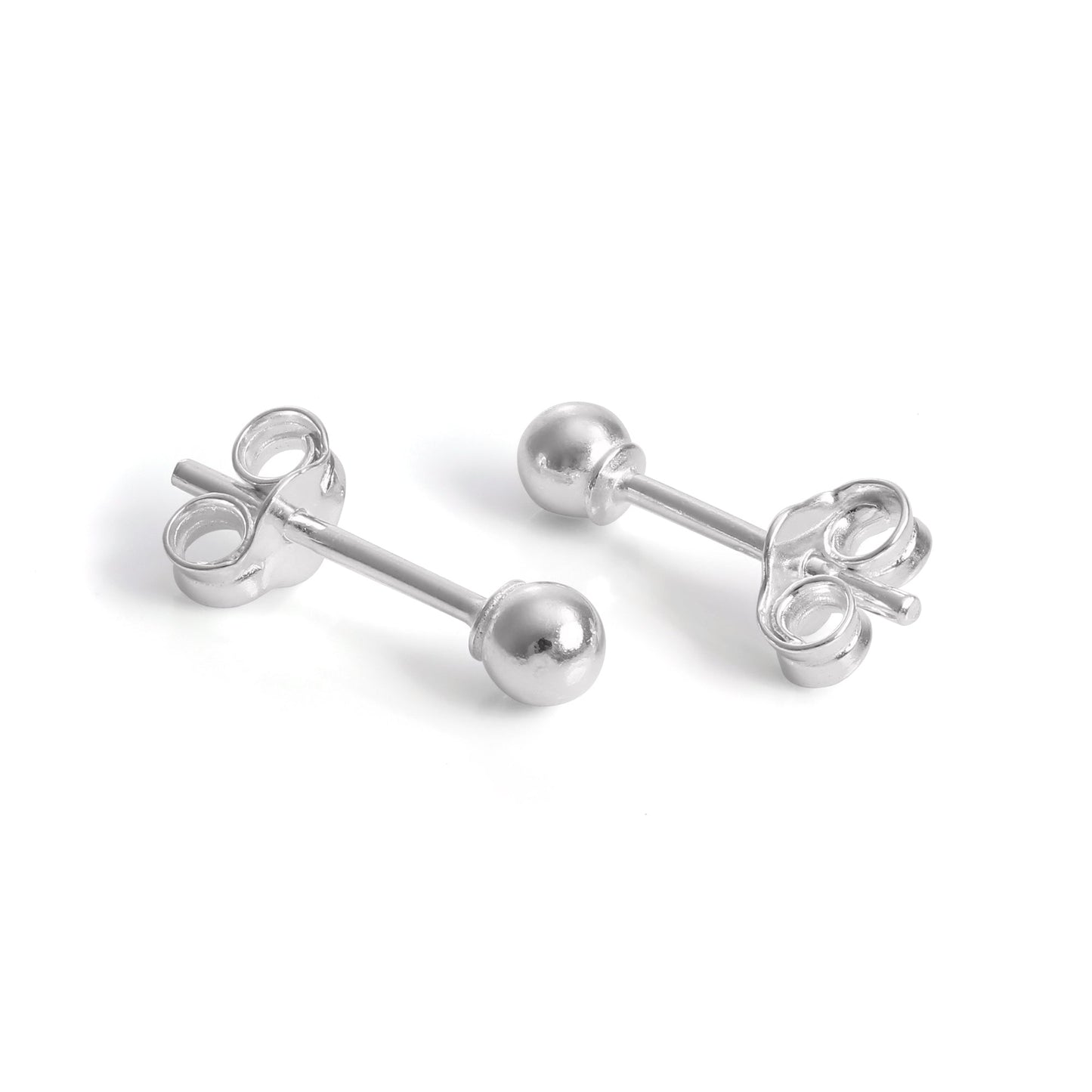 Boucles d'oreilles à tige en argent sterling avec boules enrobées de 2 mm à 12 mm