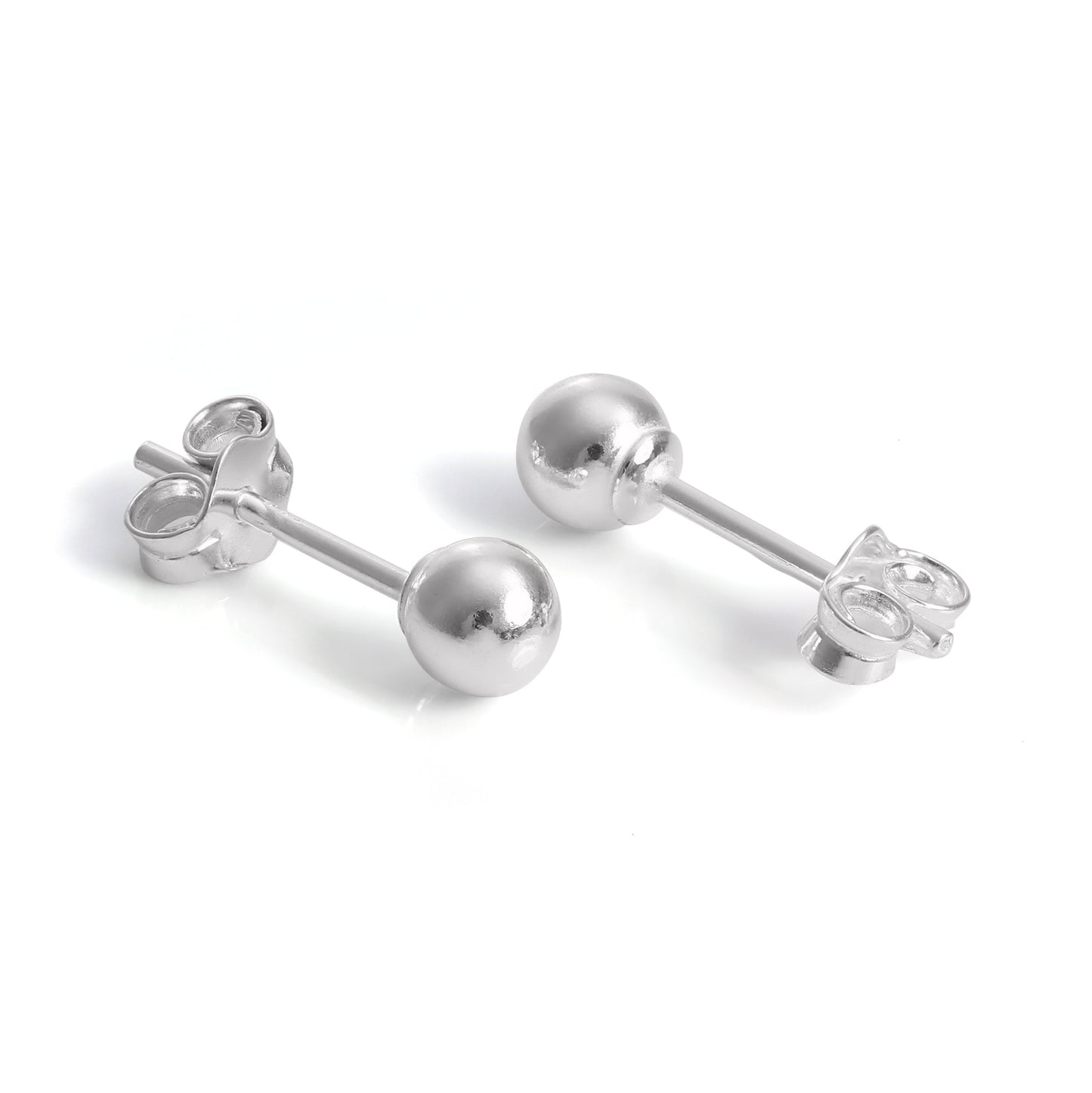 Boucles d'oreilles à tige en argent sterling avec boules enrobées de 2 mm à 12 mm