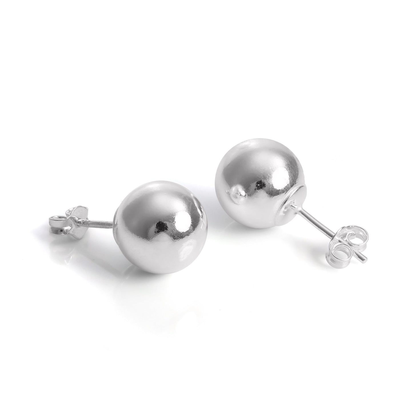 Boucles d'oreilles à tige en argent sterling avec boules enrobées de 2 mm à 12 mm