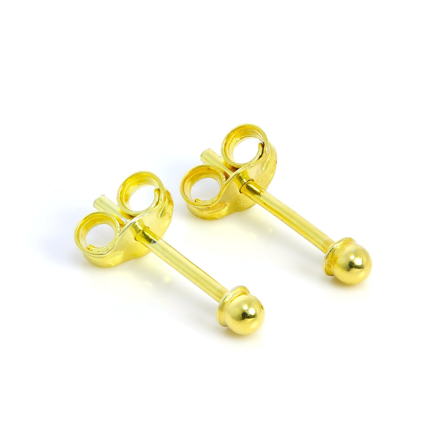 Boucles d'oreilles à tige en argent sterling plaqué or avec boule de 2 mm