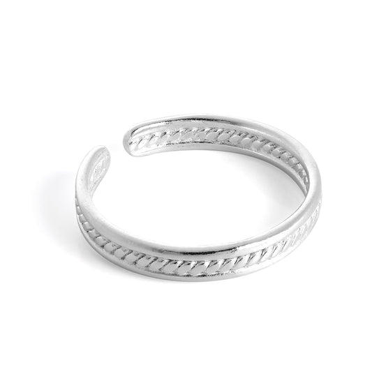 Bague d'orteil réglable côtelée en argent sterling de 3 mm